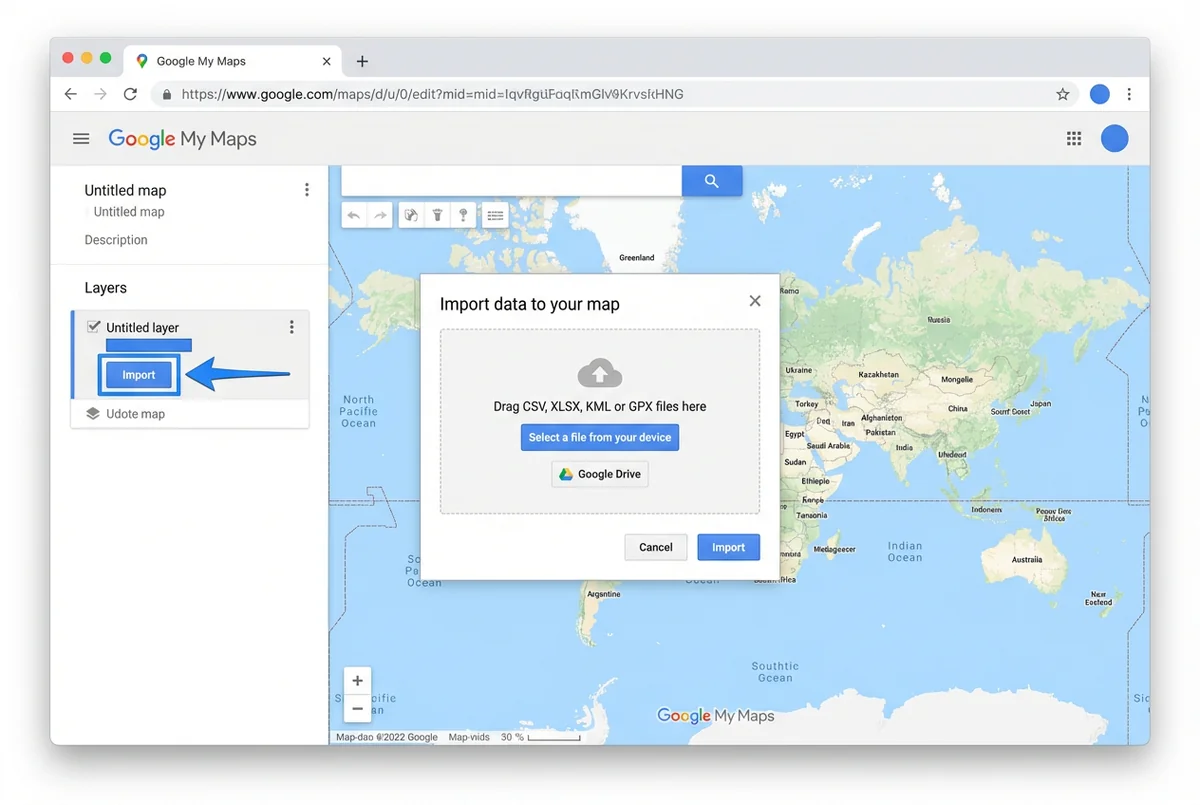 GPX to Google Maps - Importing GPX files using Google My Maps interface